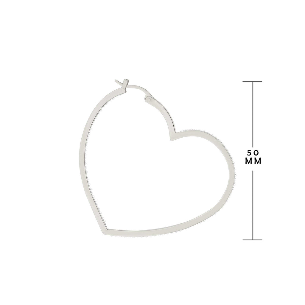 Pave Heart Hoop Earrings