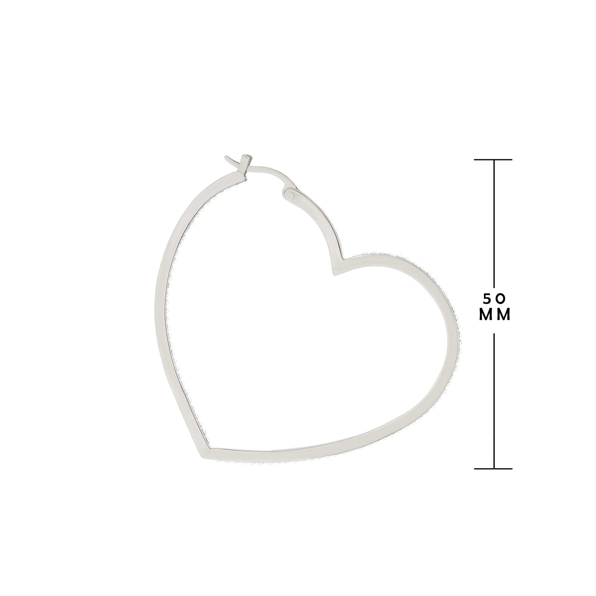 Pave Heart Hoop Earrings
