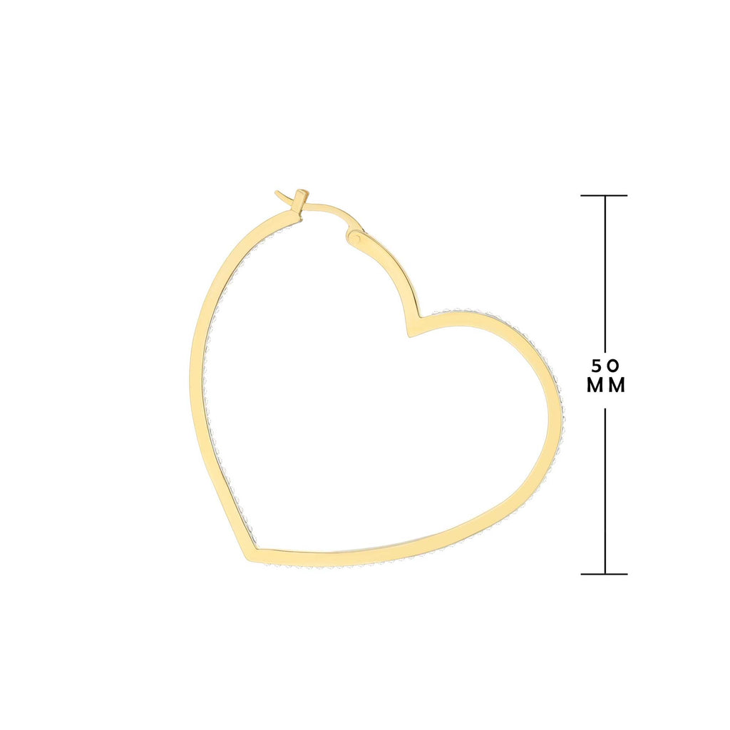 Pave Heart Hoop Earrings