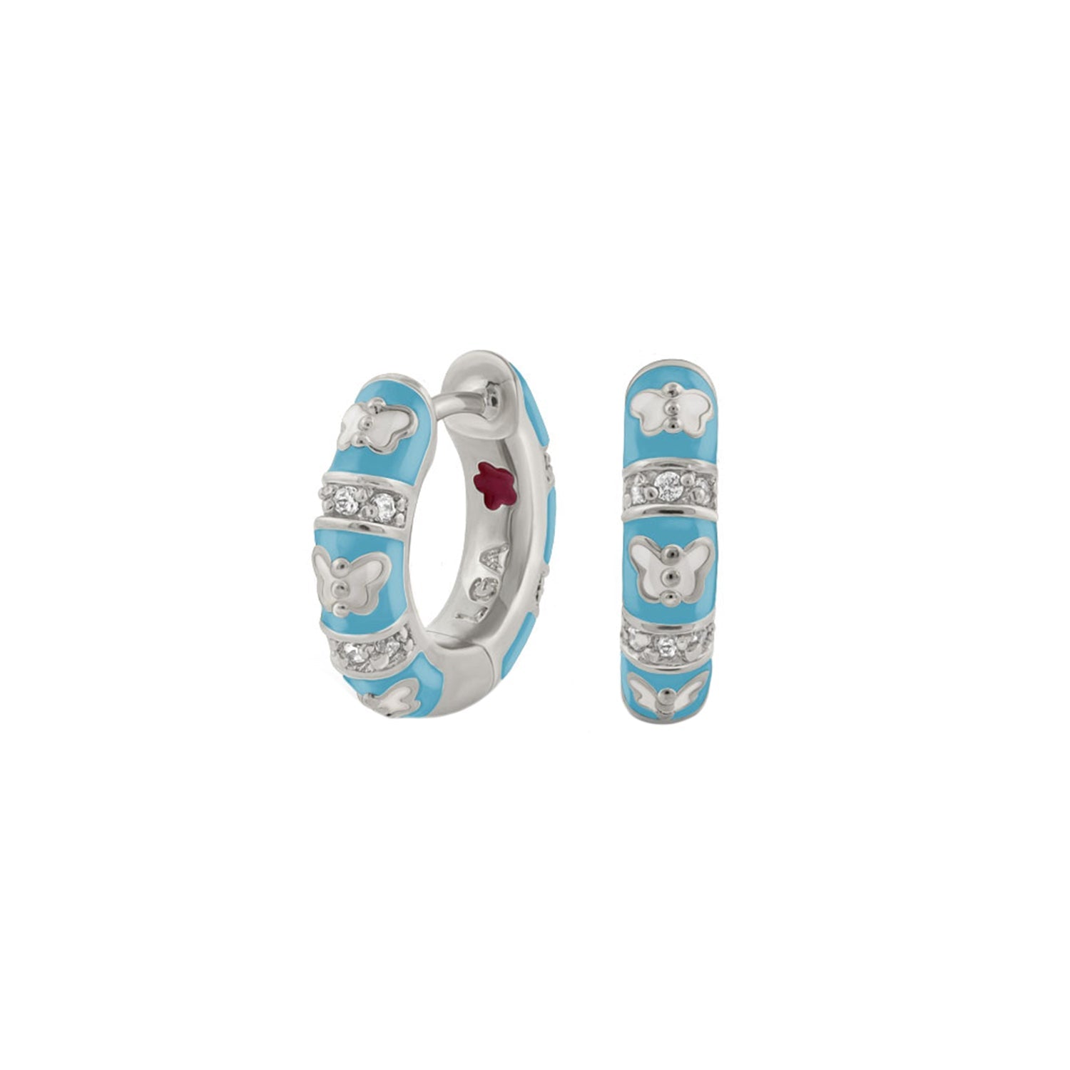 Butterfly World Turquoise Enamel Huggie Earrings