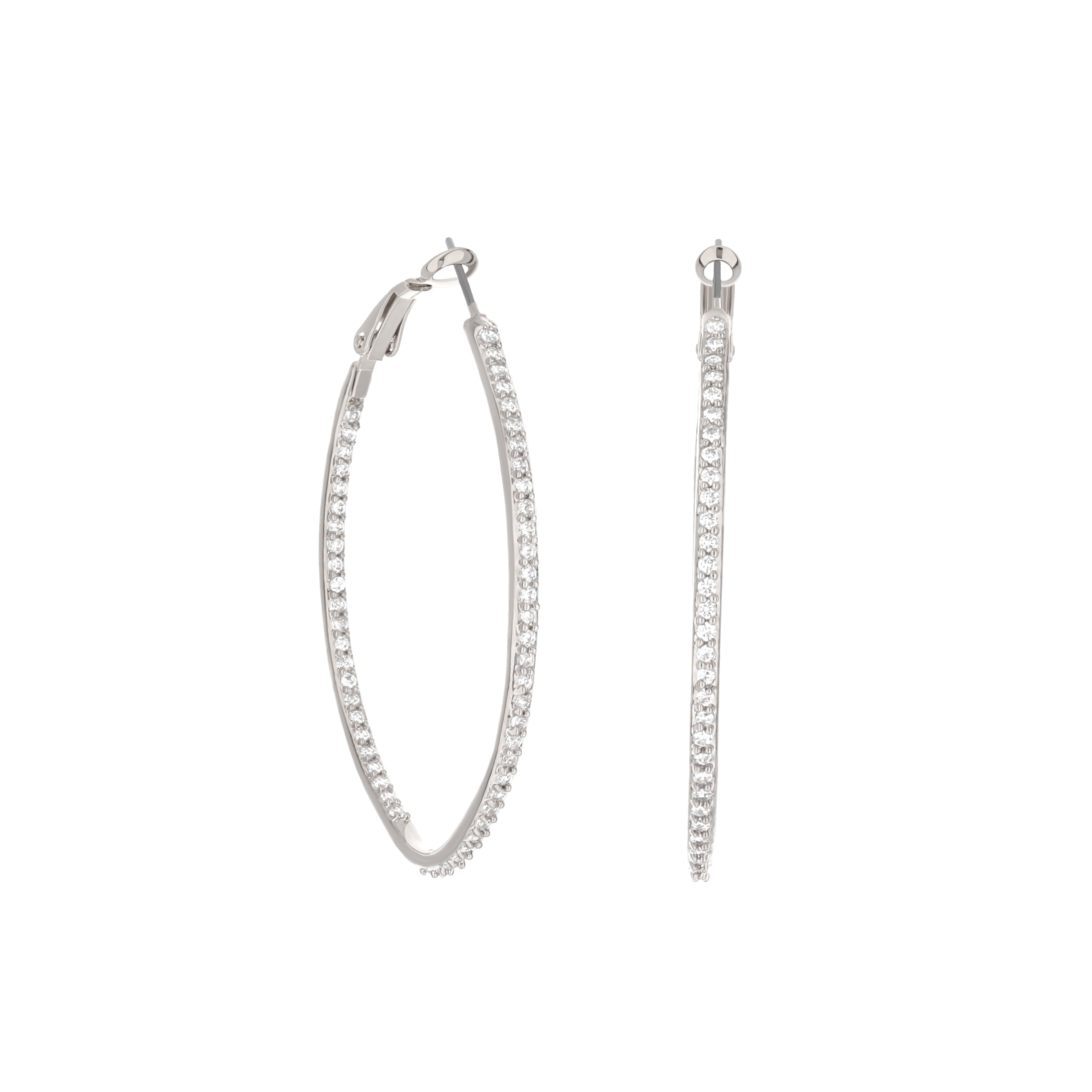 Pave Oval Hoop Earrings