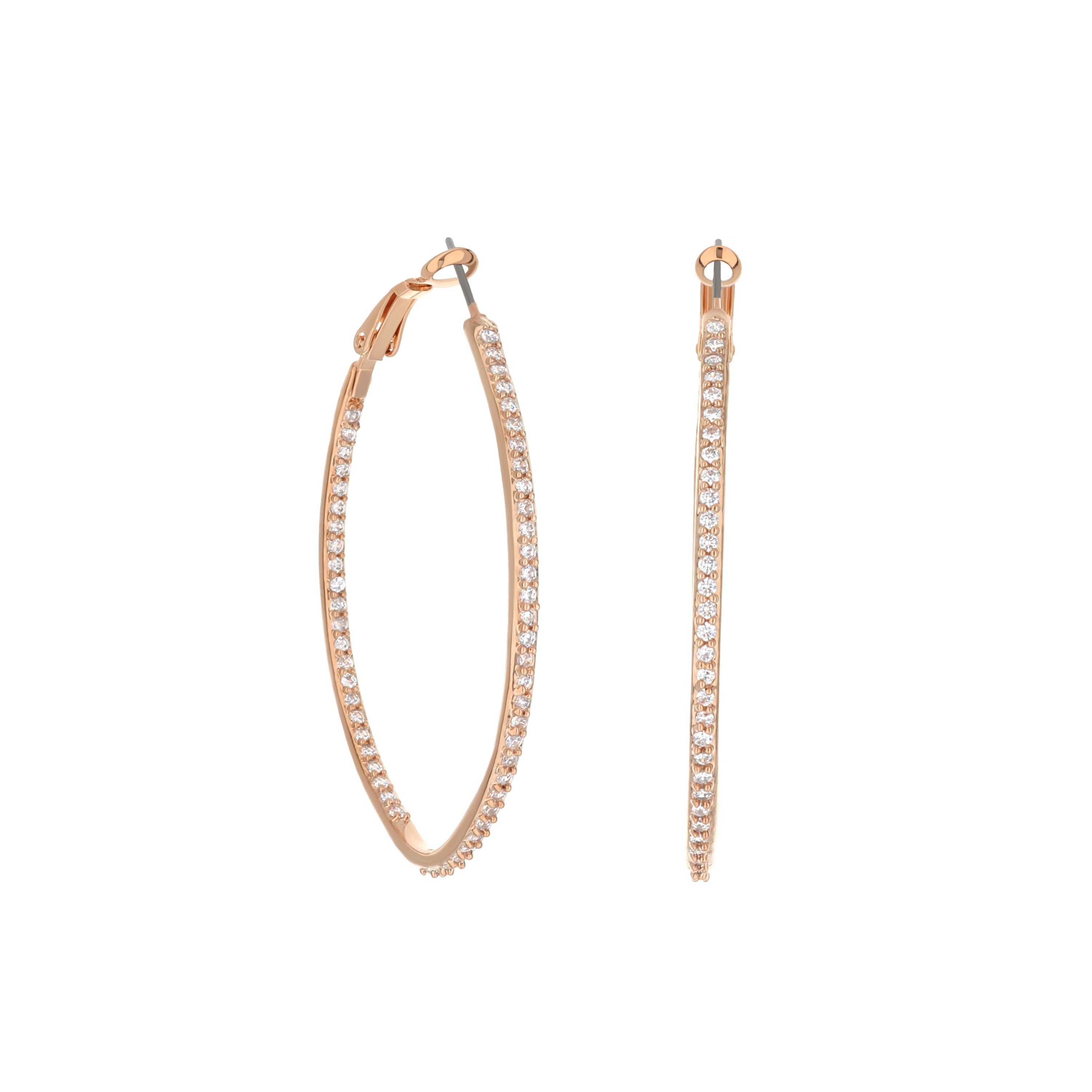 Pave Oval Hoop Earrings