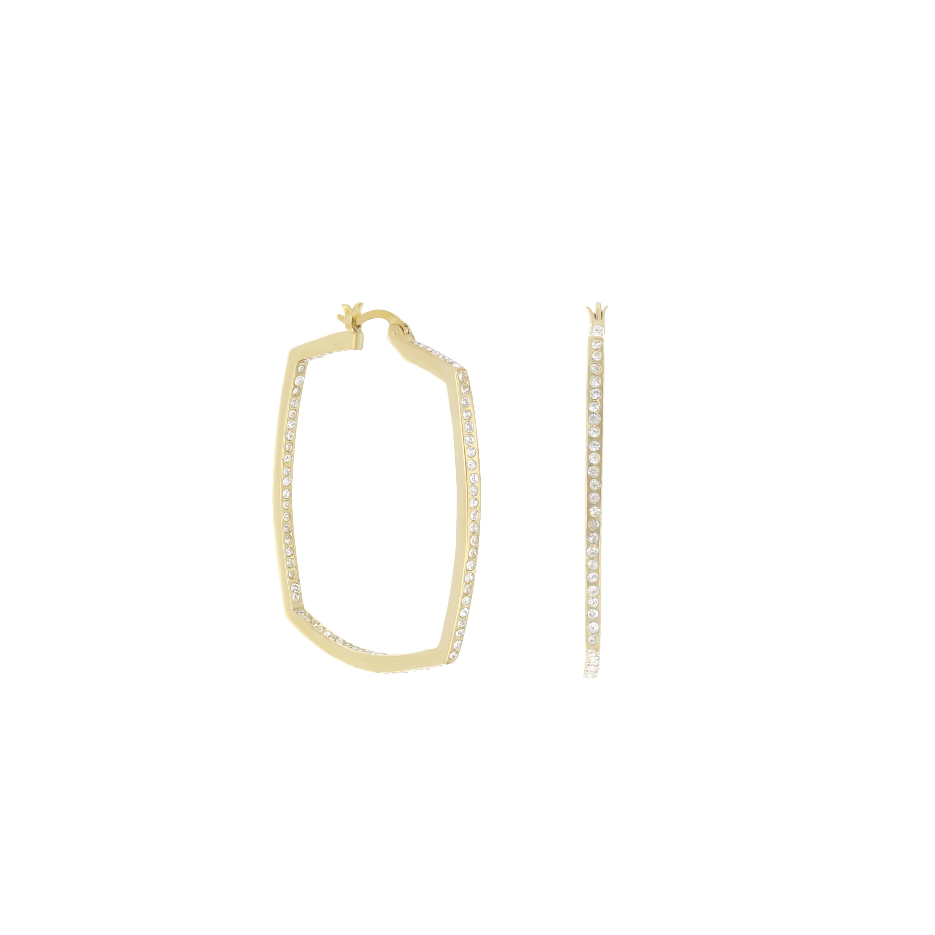 Pave Squared Hoop Earrings