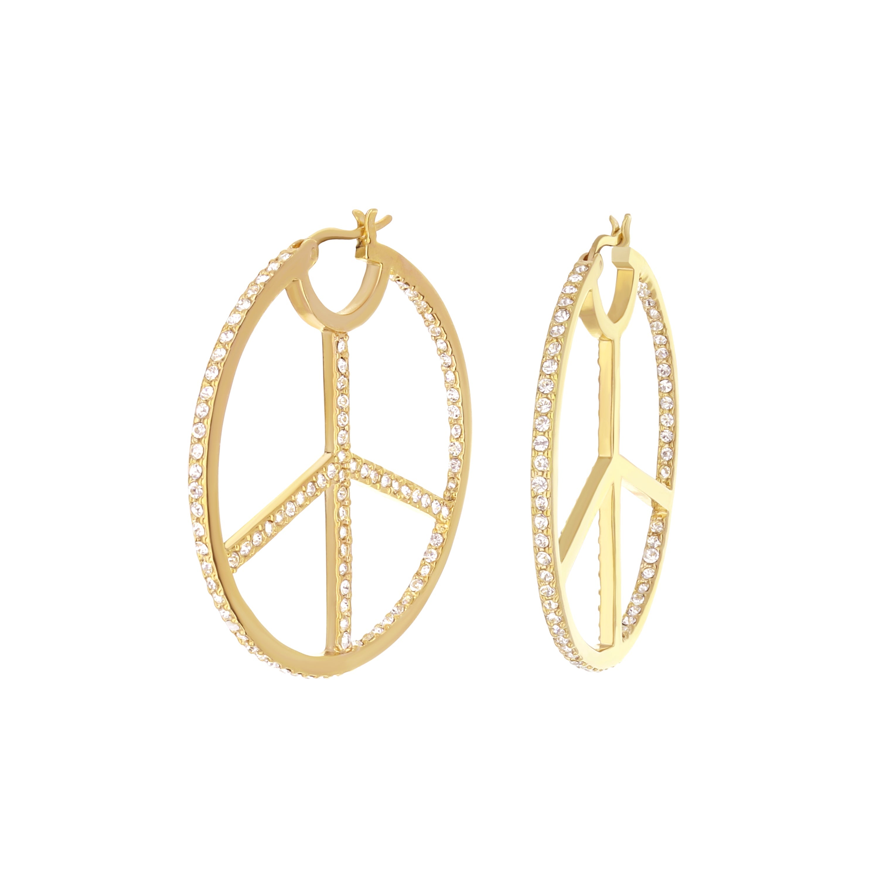 Pave Peace Hoop Earrings
