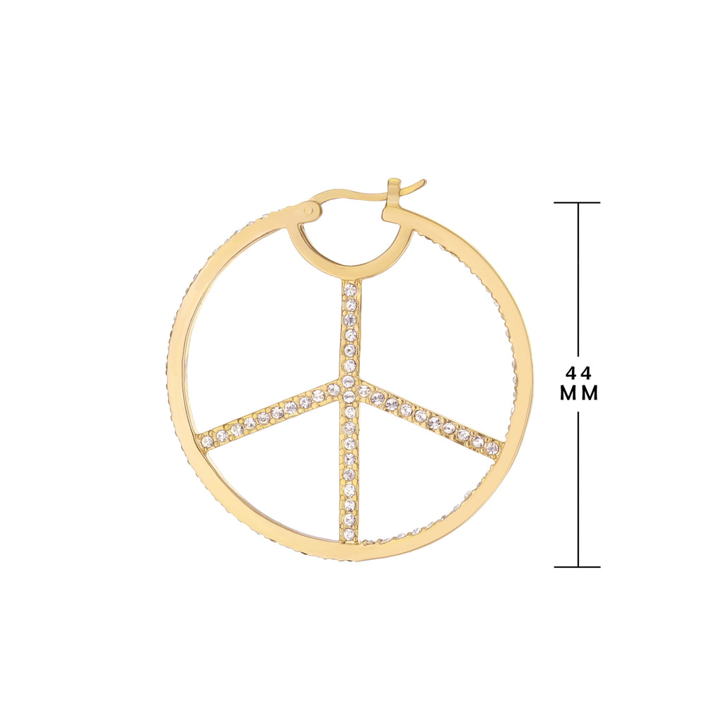 Pave Peace Hoop Earrings
