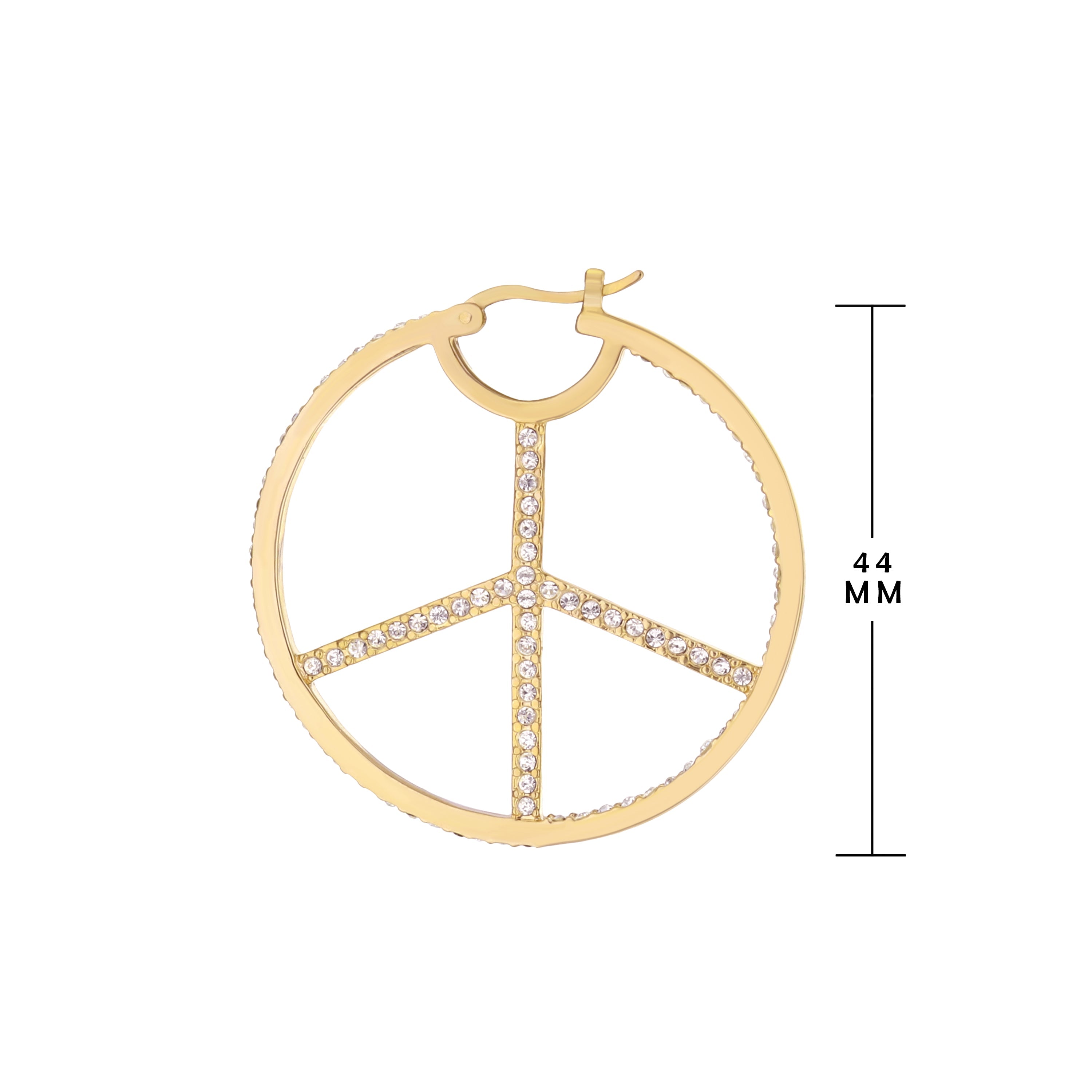 Pave Peace Hoop Earrings