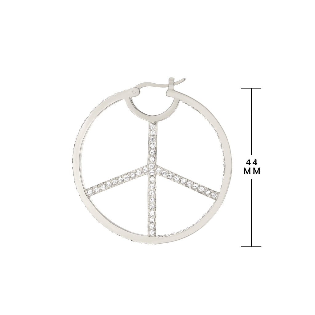 Pave Peace Hoop Earrings