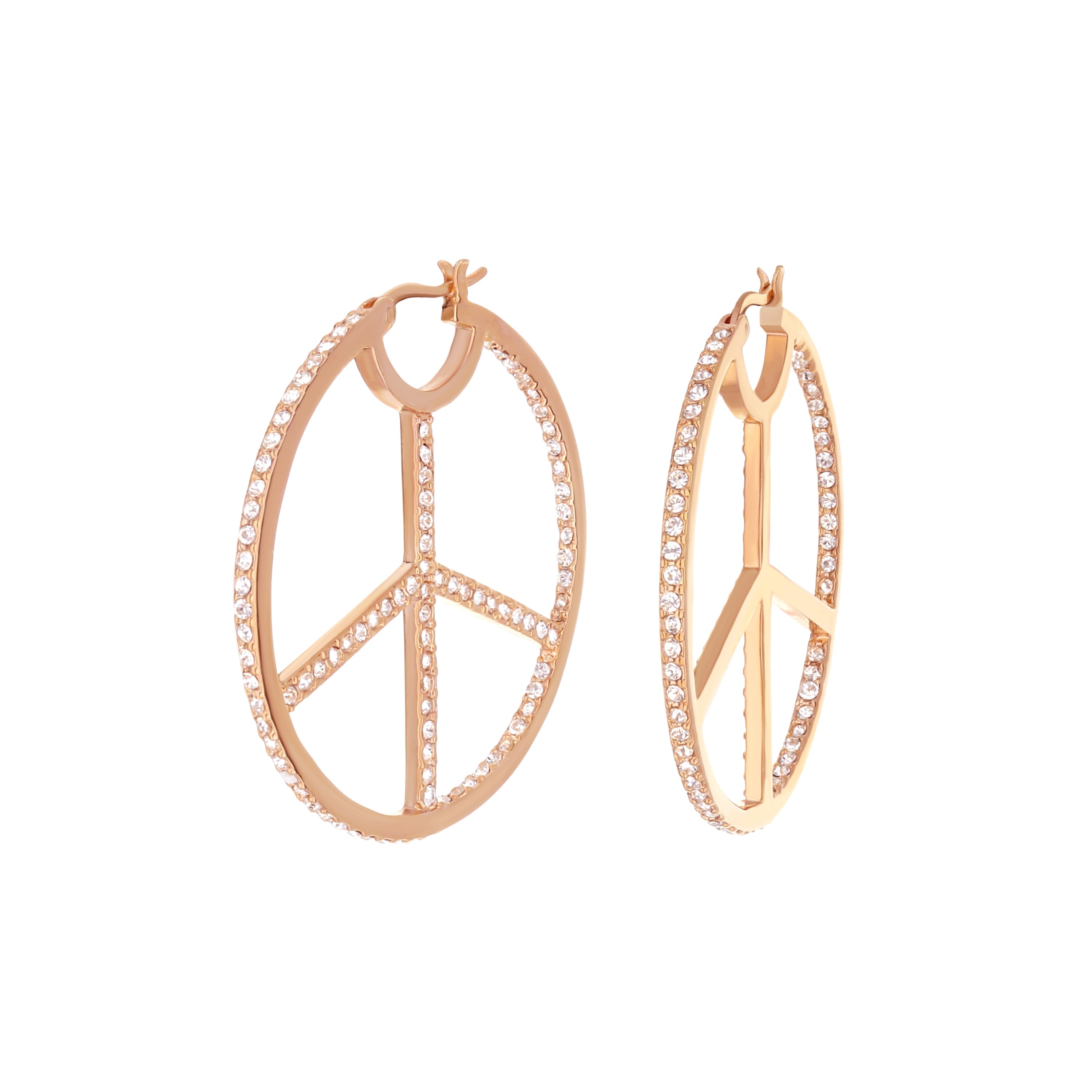 Pave Peace Hoop Earrings