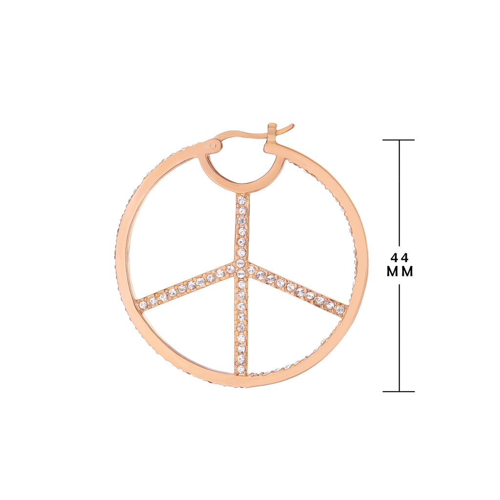 Pave Peace Hoop Earrings