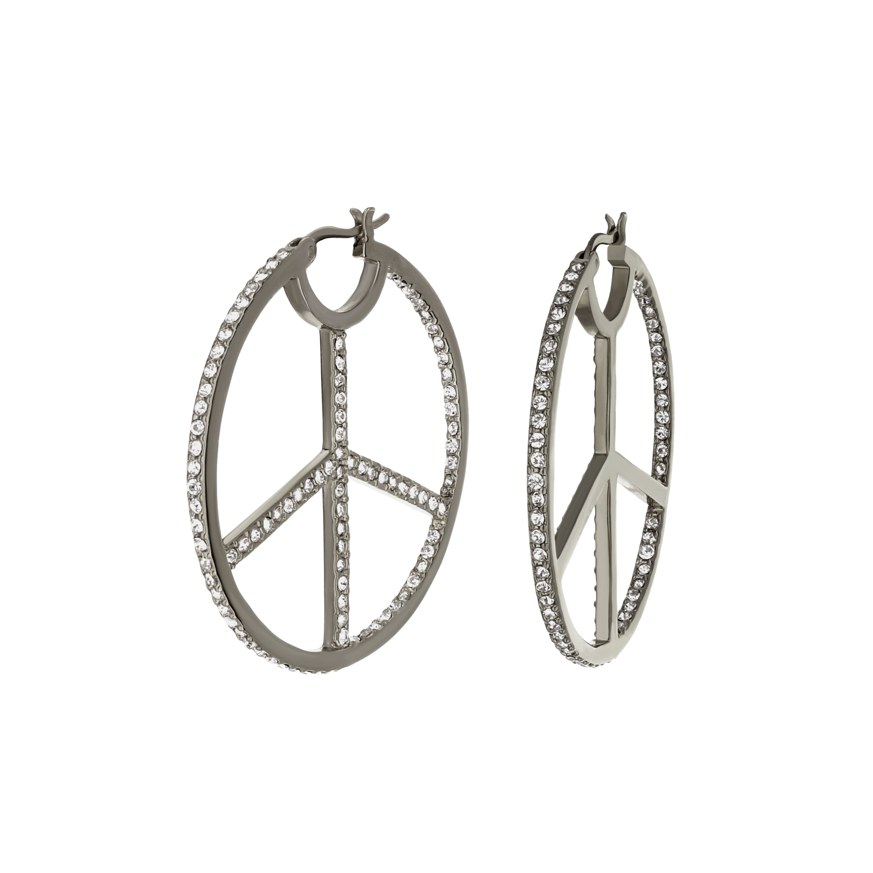 Pave Peace Hoop Earrings