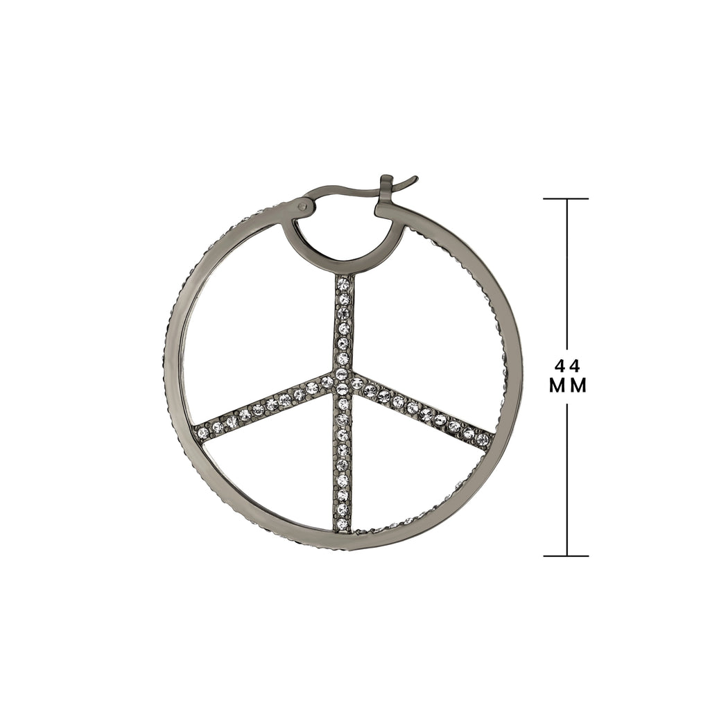 Pave Peace Hoop Earrings