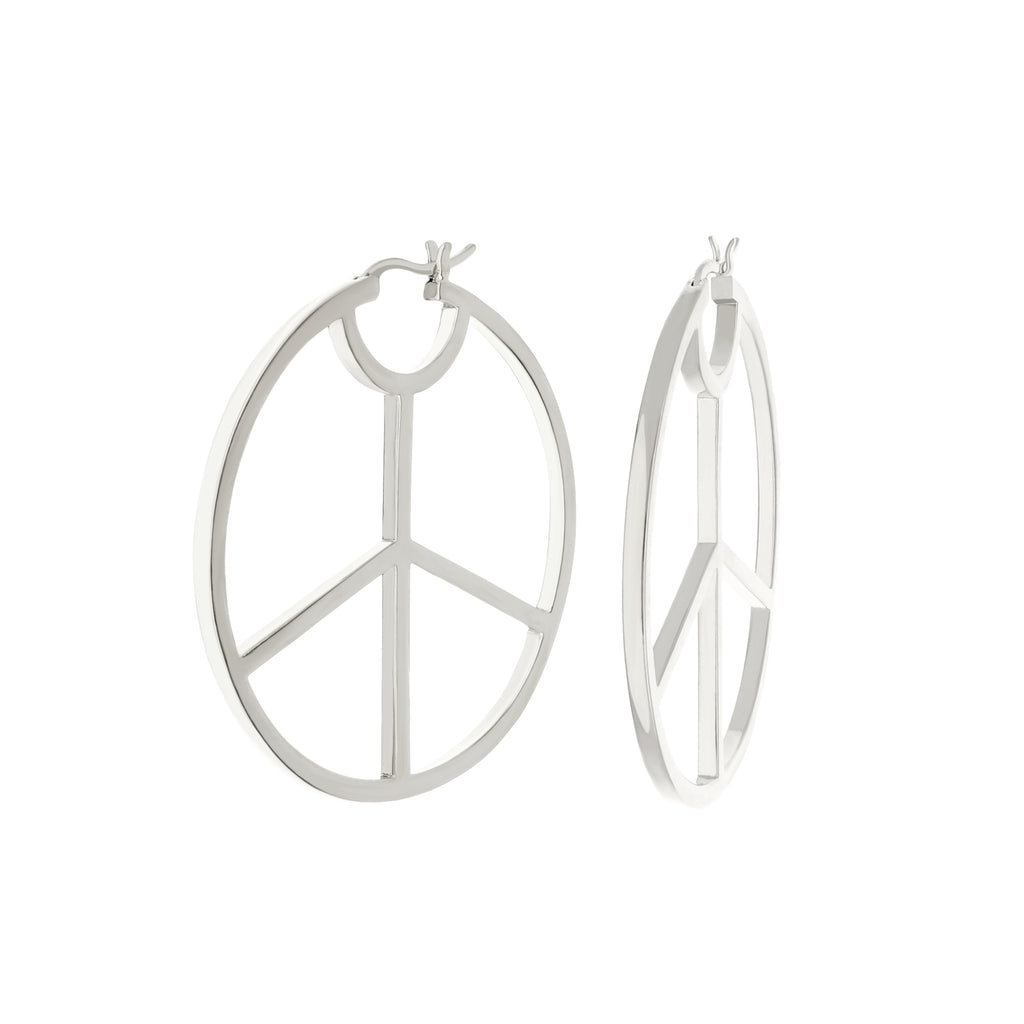 Pave Peace Hoop Earrings