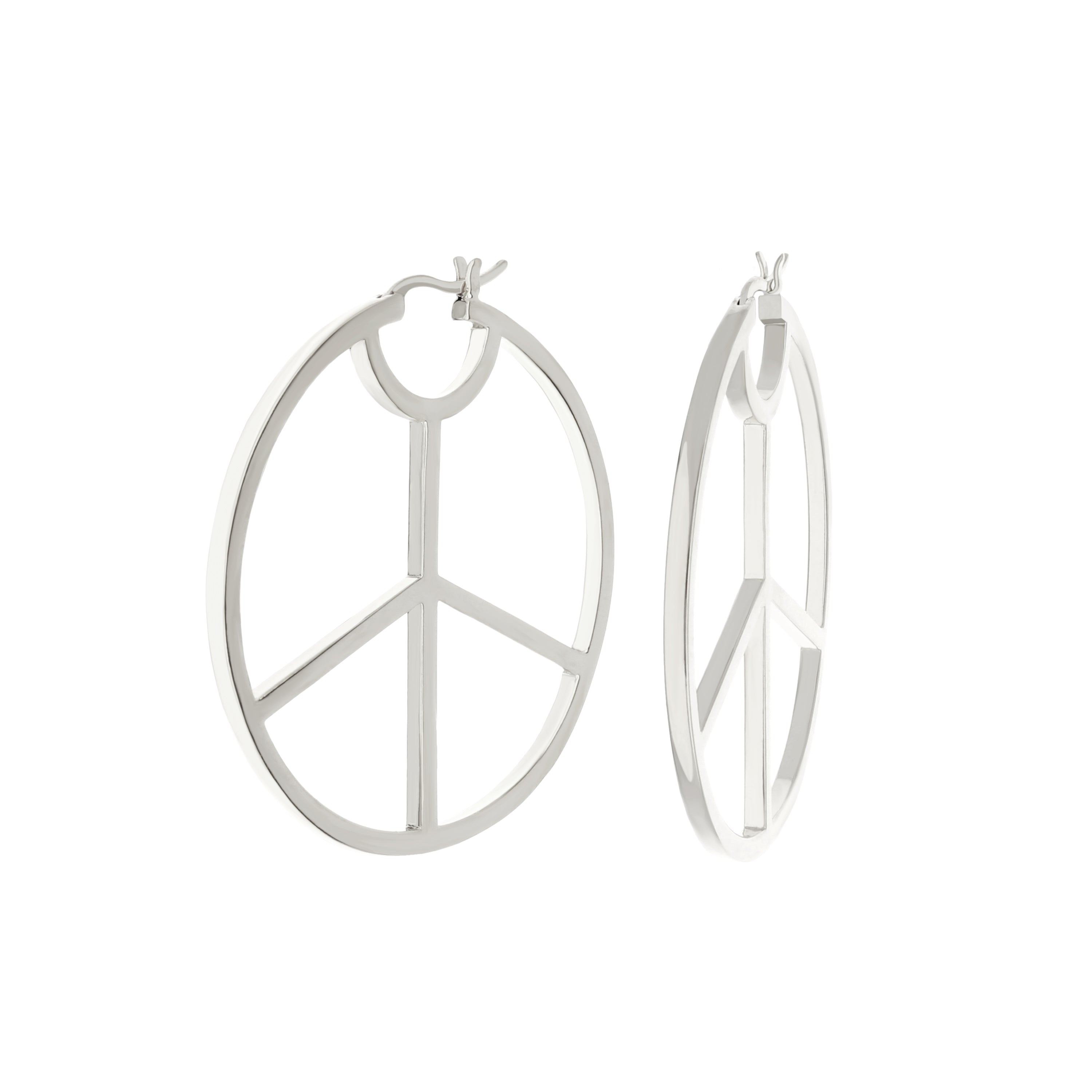 Pave Peace Hoop Earrings