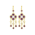 Floral Knight Purple Enamel Hoop Earrings