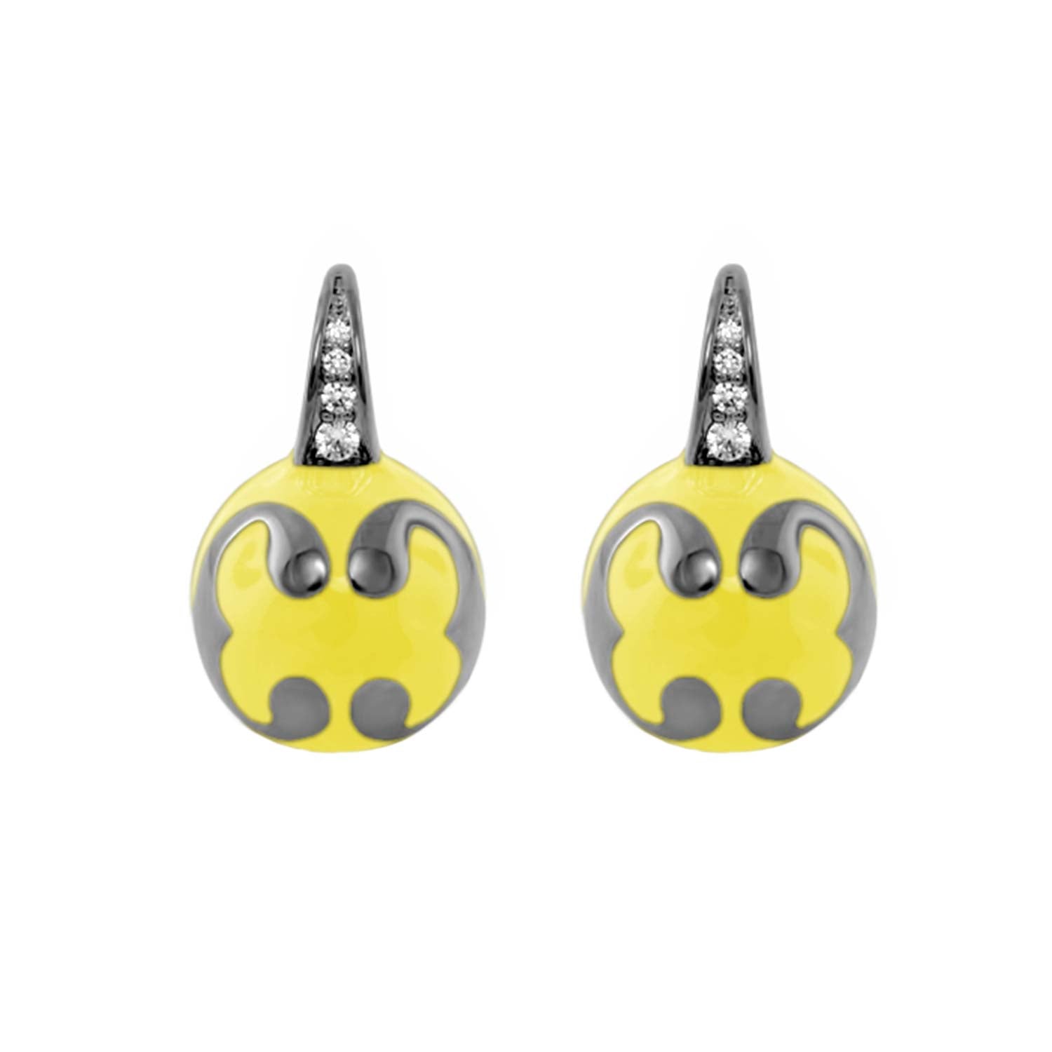 Bamboo Scroll Earrings Ruthenium Plated Brass Base