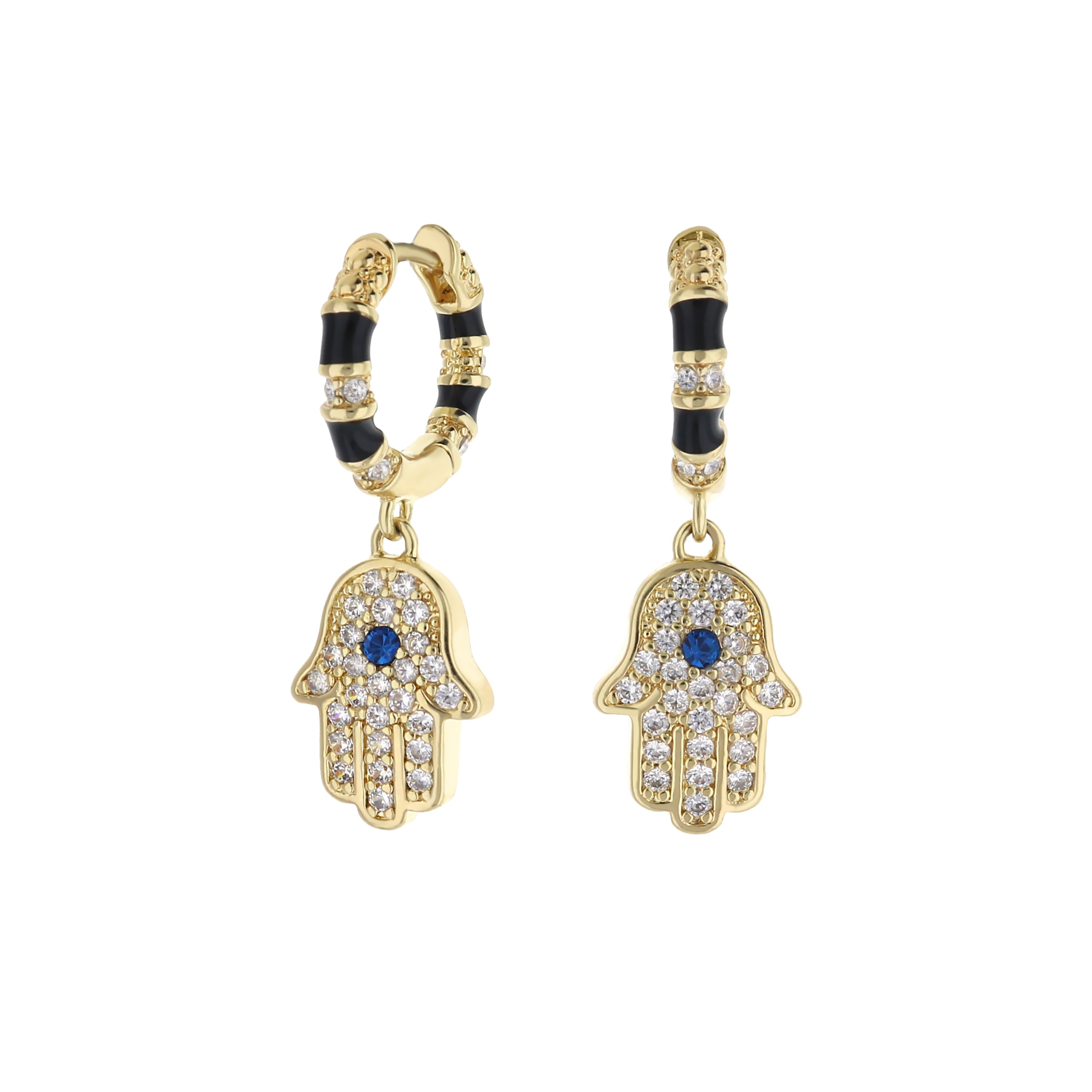 Lucky Hamsa Pave Earrings