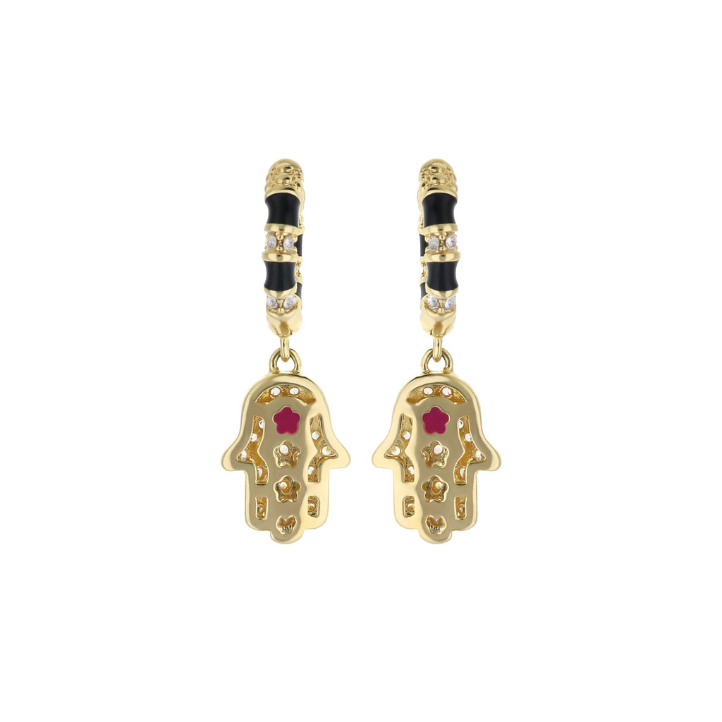 Lucky Hamsa Pave Earrings