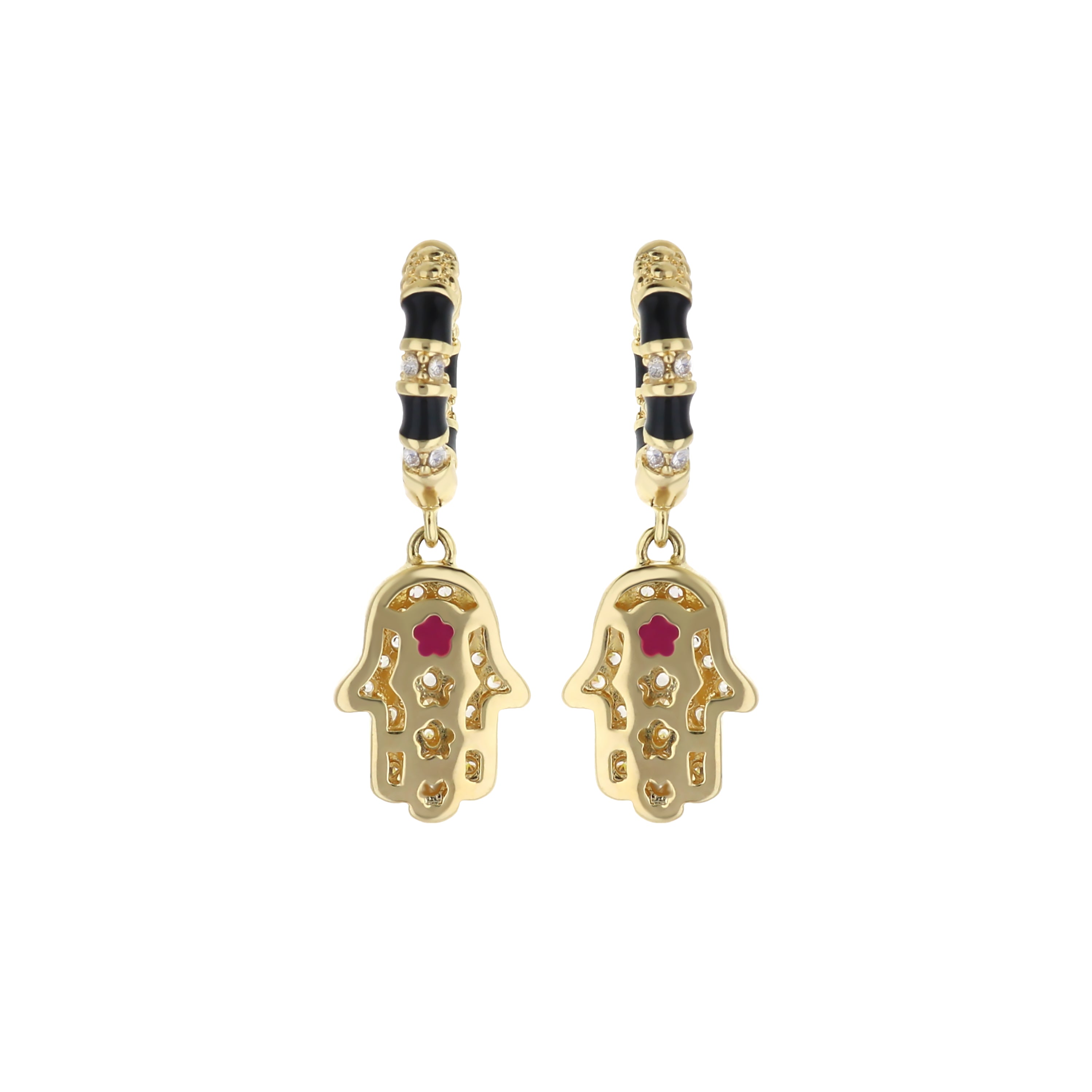 Lucky Hamsa Pave Earrings