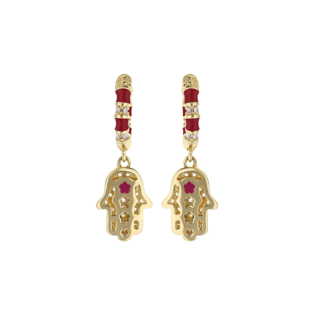 Lucky Hamsa Pave Earrings