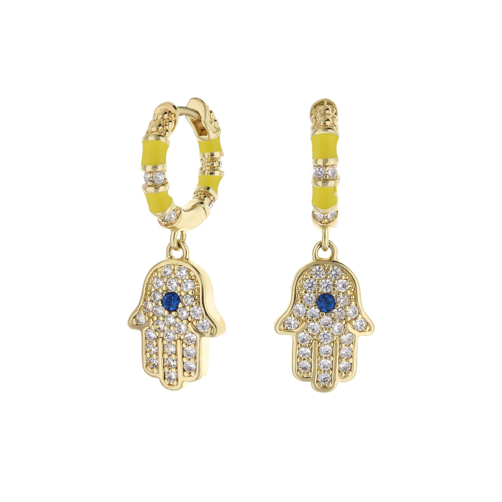 Lucky Hamsa Pave Earrings