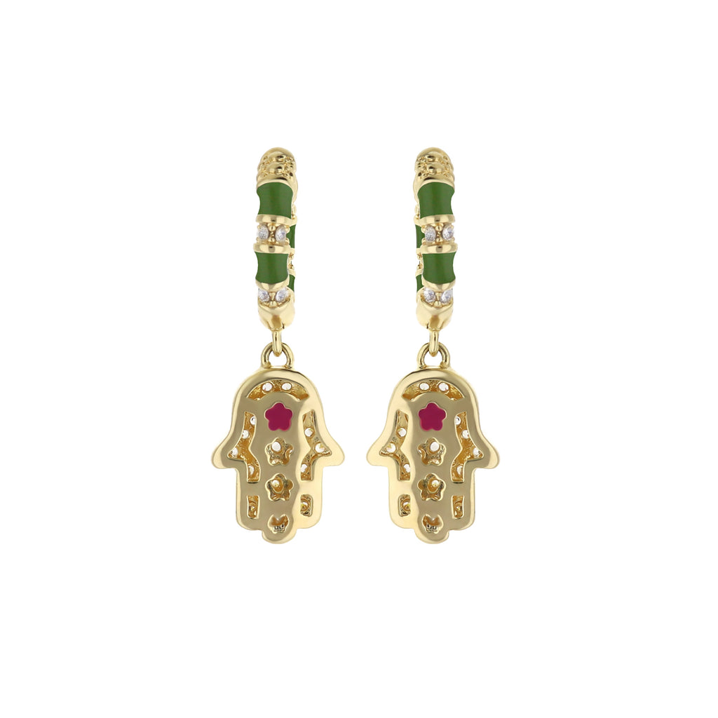 Lucky Hamsa Pave Earrings
