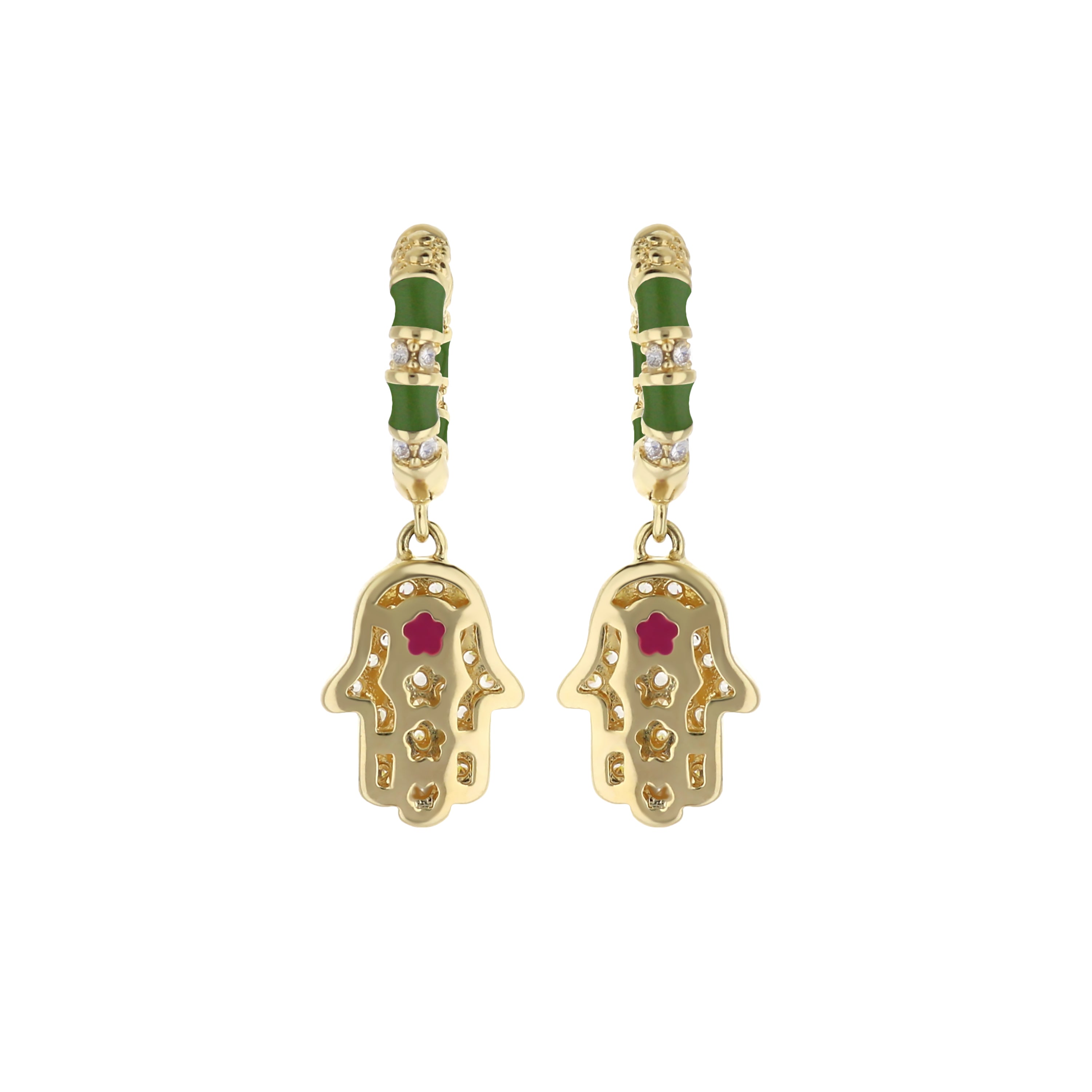 Lucky Hamsa Pave Earrings