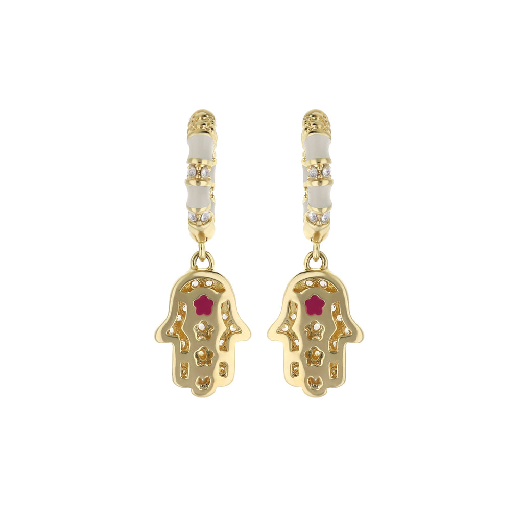 Lucky Hamsa Pave Earrings