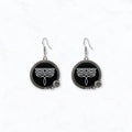 Western Black Boot Stitch Statement Drop Earrings