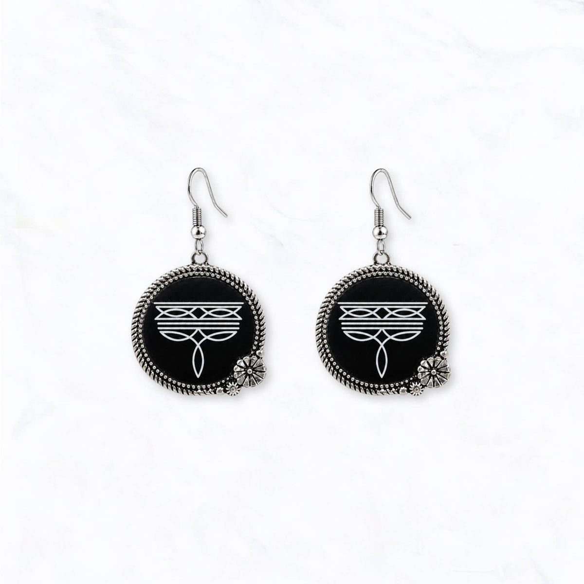 Western Black Boot Stitch Statement Drop Earrings