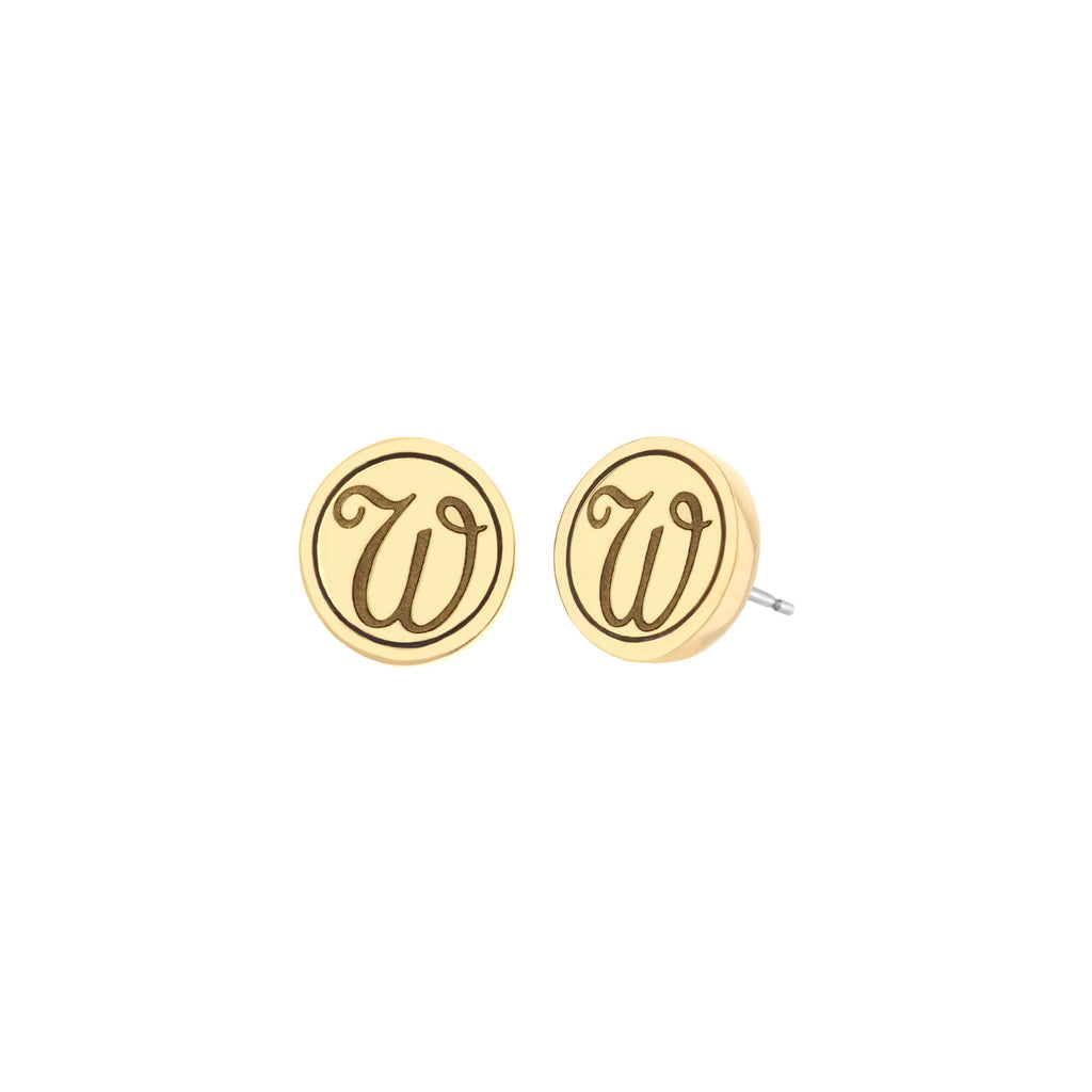 Initial W Earring