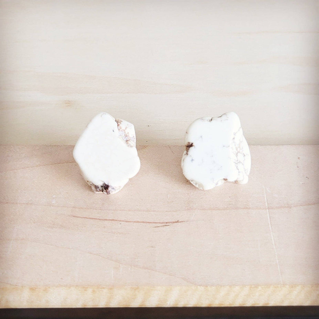 Turquoise Slab Earring Studs-White