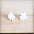 Turquoise Slab Earring Studs-White
