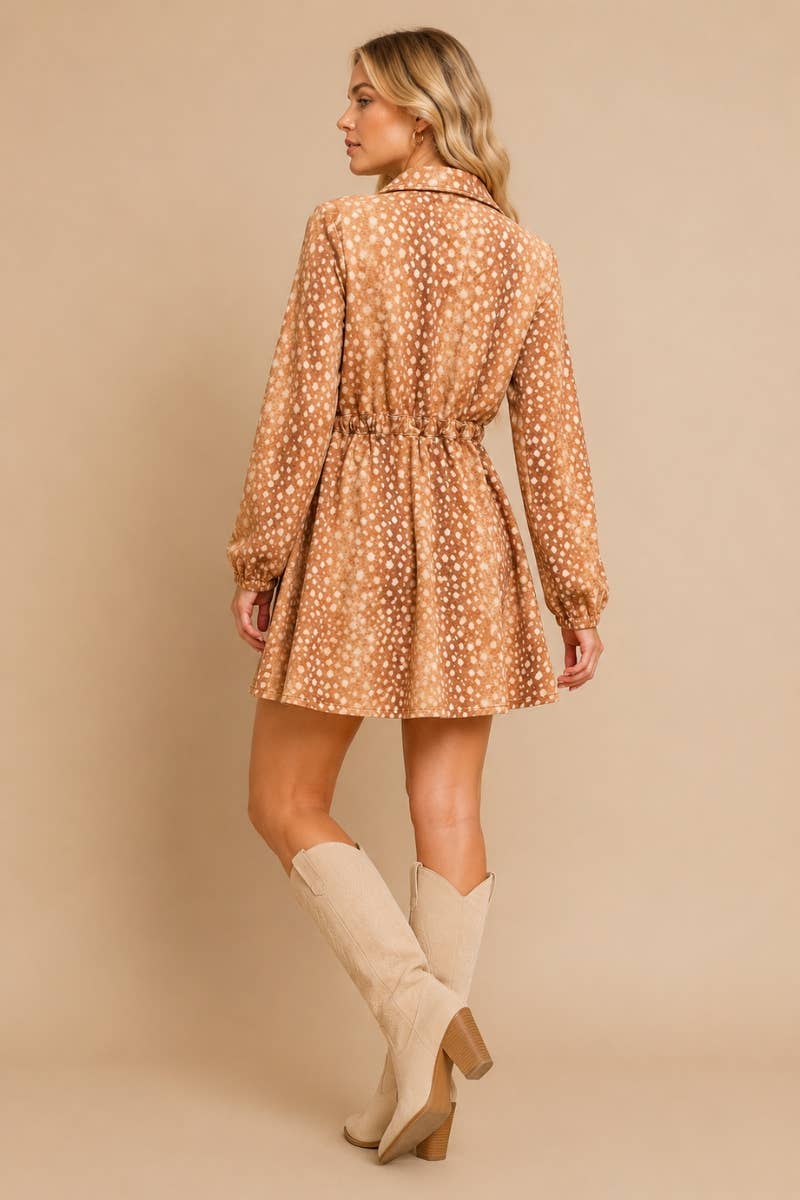 Fawn Print Denim Shirt Dress