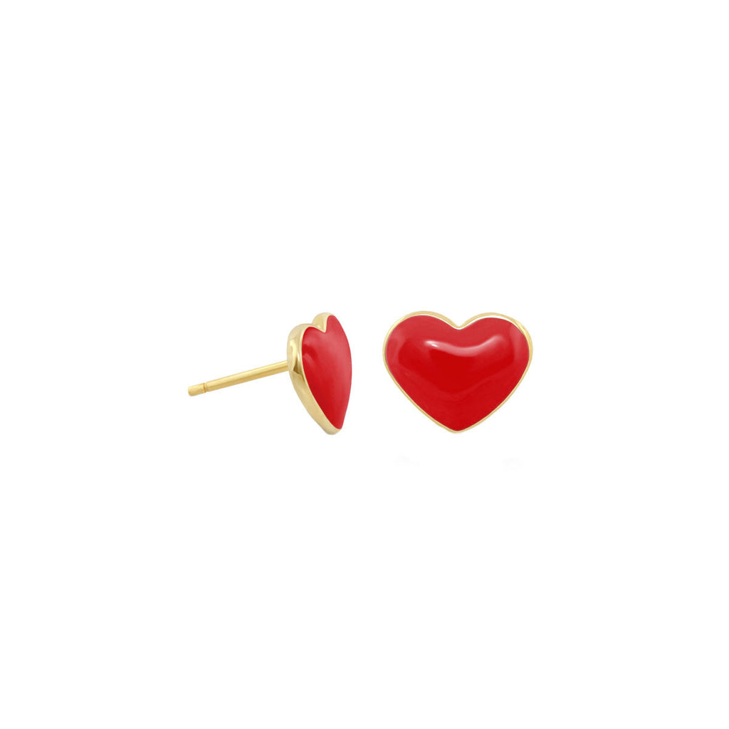 Enamel Stud Heart Earrings