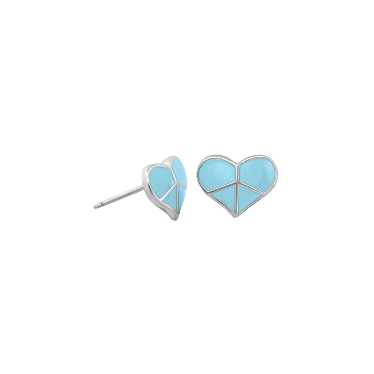 Peace Sign Heart Enamel Studs