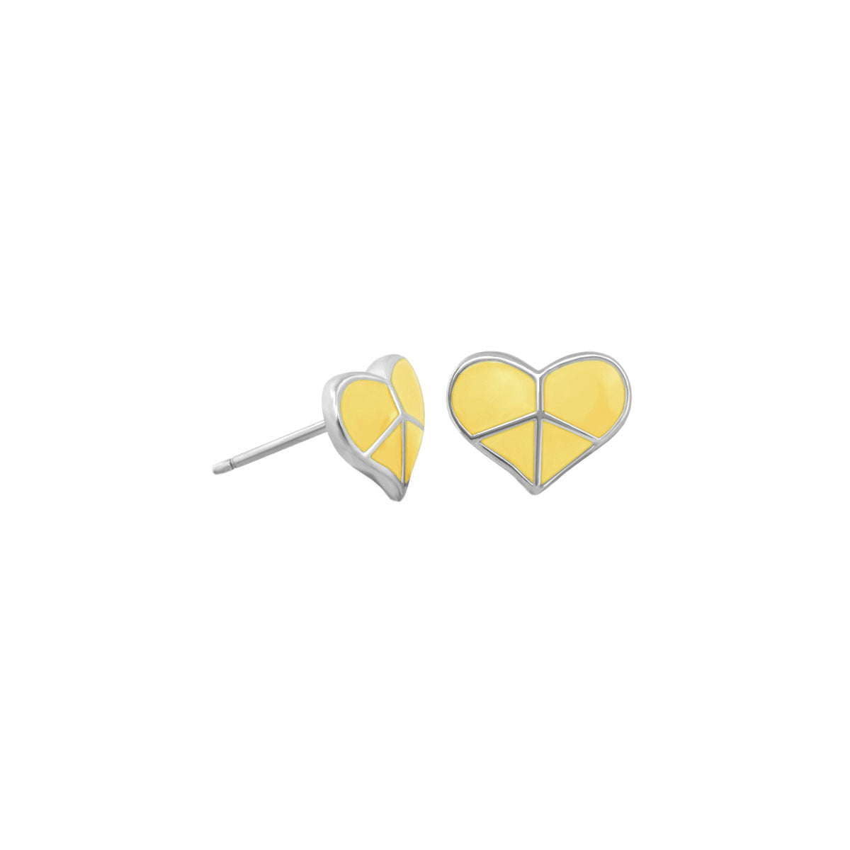 Peace Sign Heart Enamel Studs