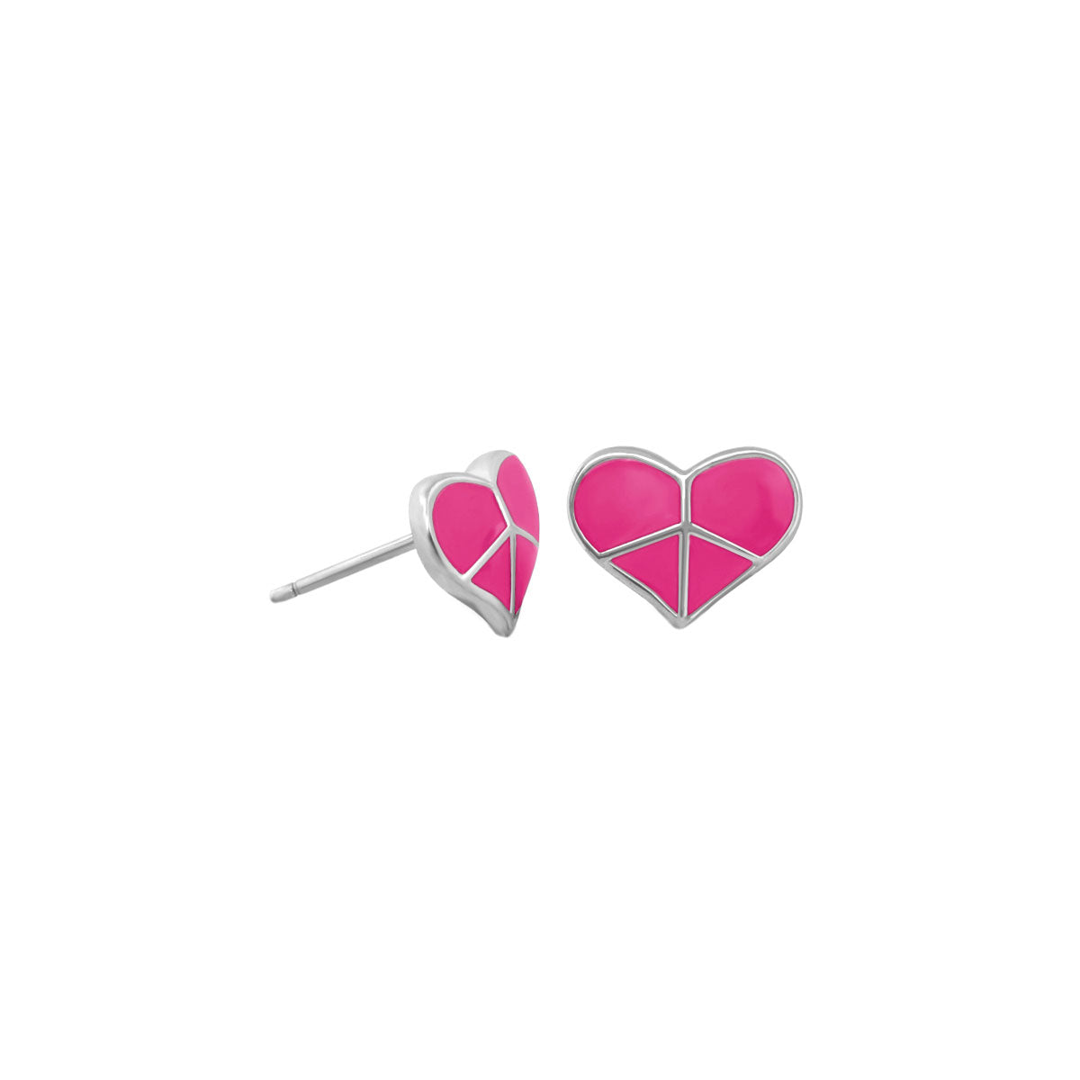 Peace Sign Heart Enamel Studs