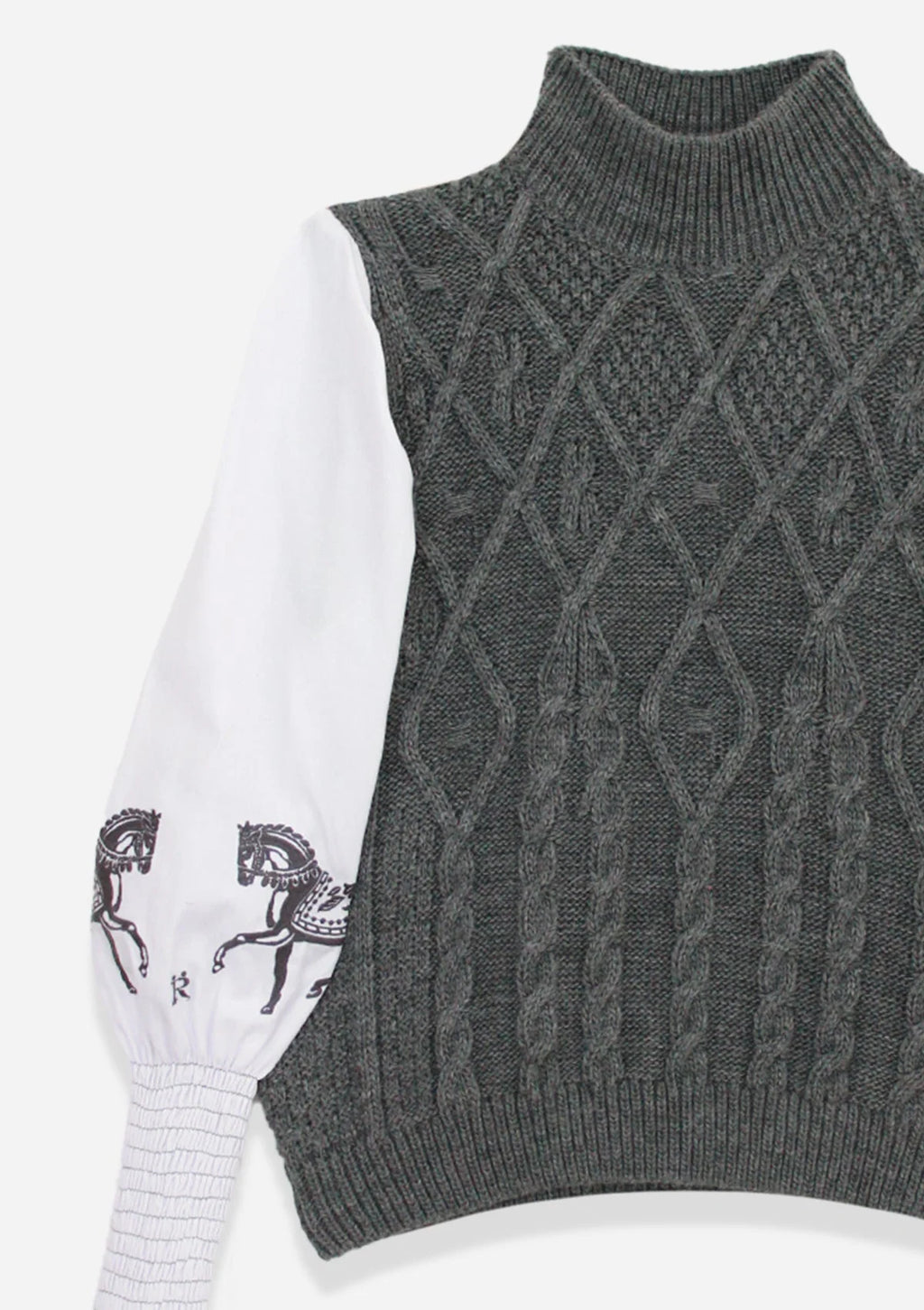Ellie Cable Knit Sweater | Embroidered Sleeves