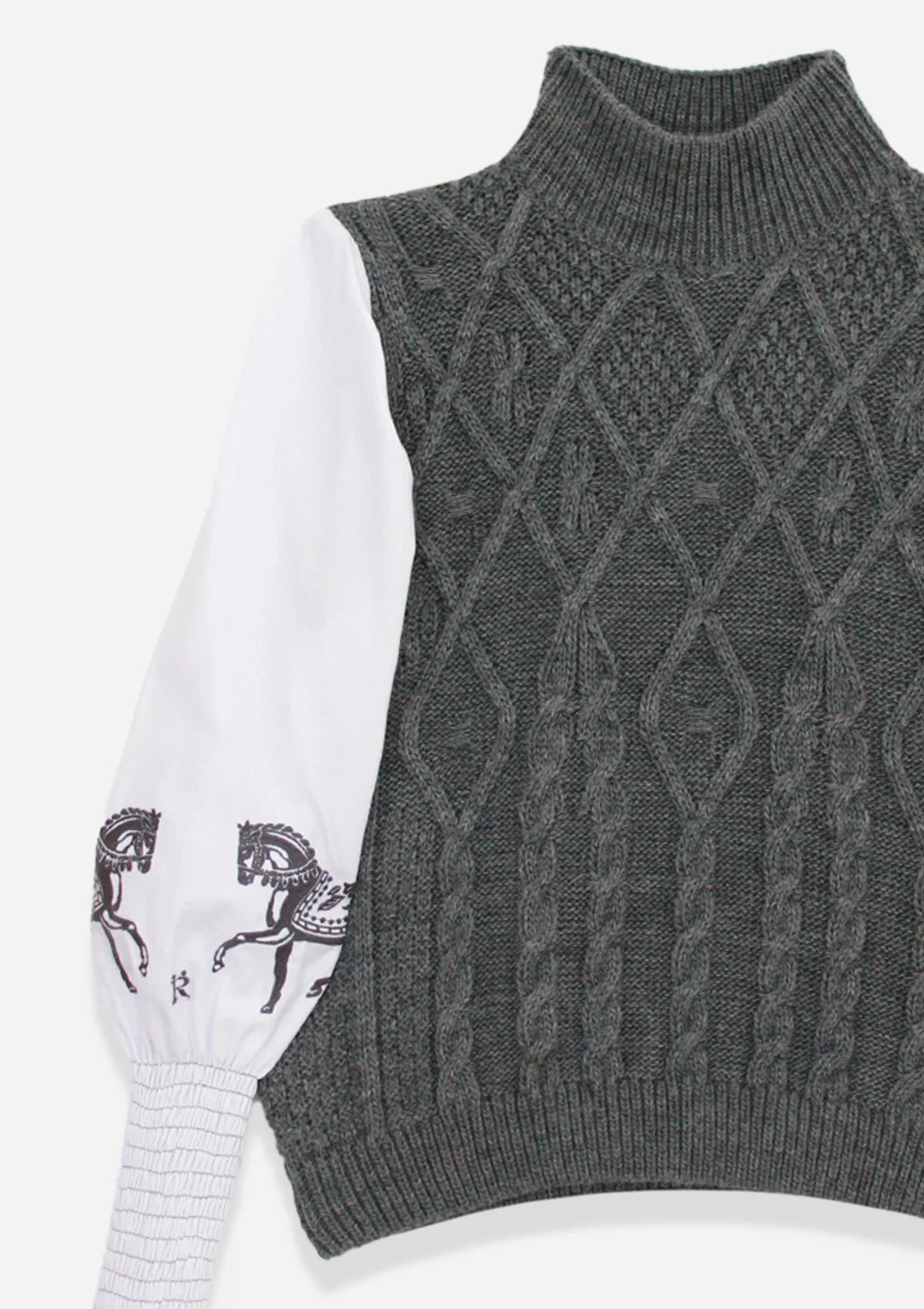 Ellie Cable Knit Sweater | Embroidered Sleeves
