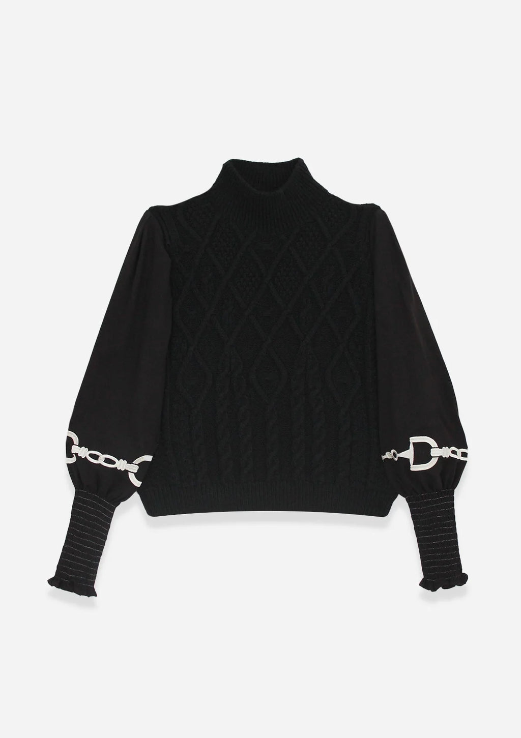Ellie Cable Knit Sweater | Embroidered Sleeves