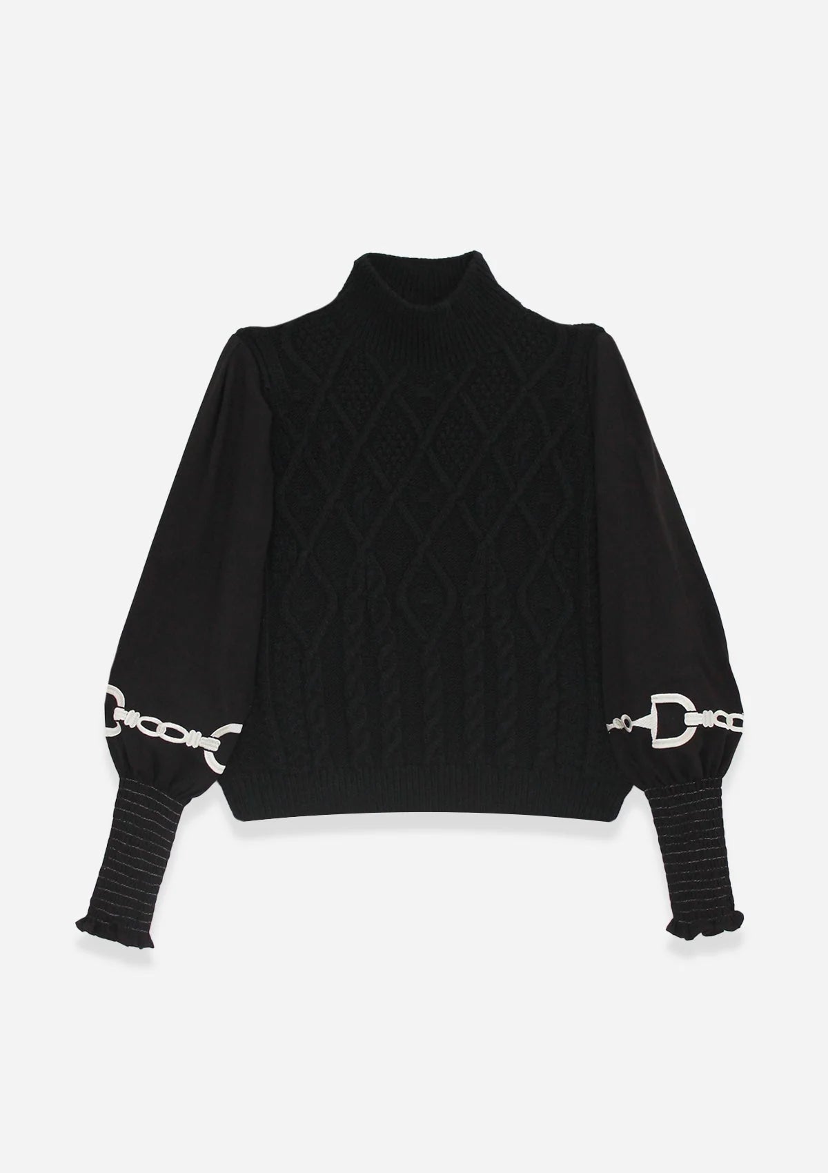 Ellie Cable Knit Sweater | Embroidered Sleeves