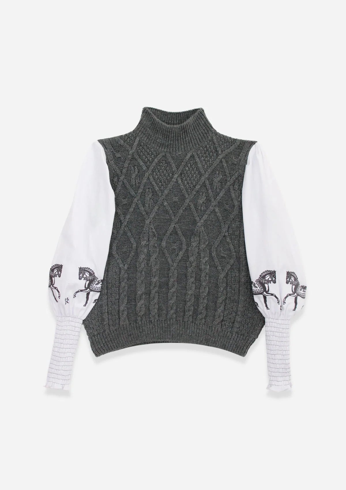 Ellie Cable Knit Sweater | Embroidered Sleeves