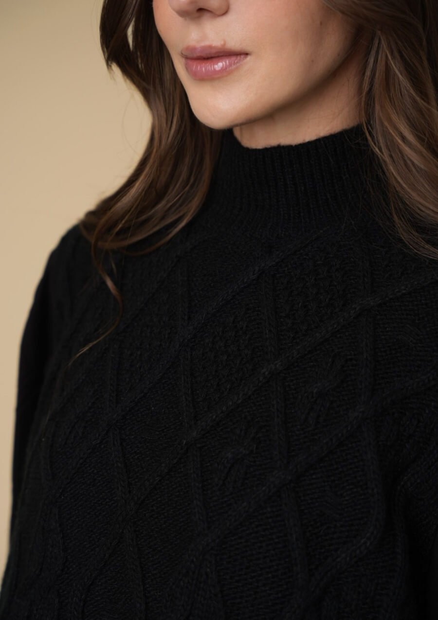 Ellie Cable Knit Sweater | Embroidered Sleeves
