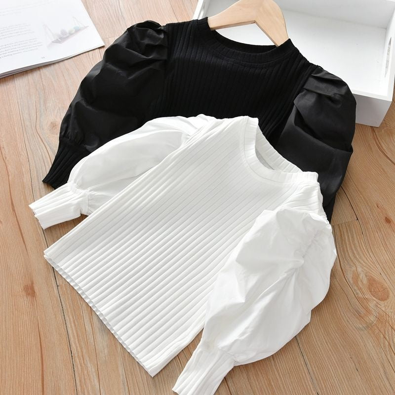 Girls Western Style Long Puff Sleeved Shirt
