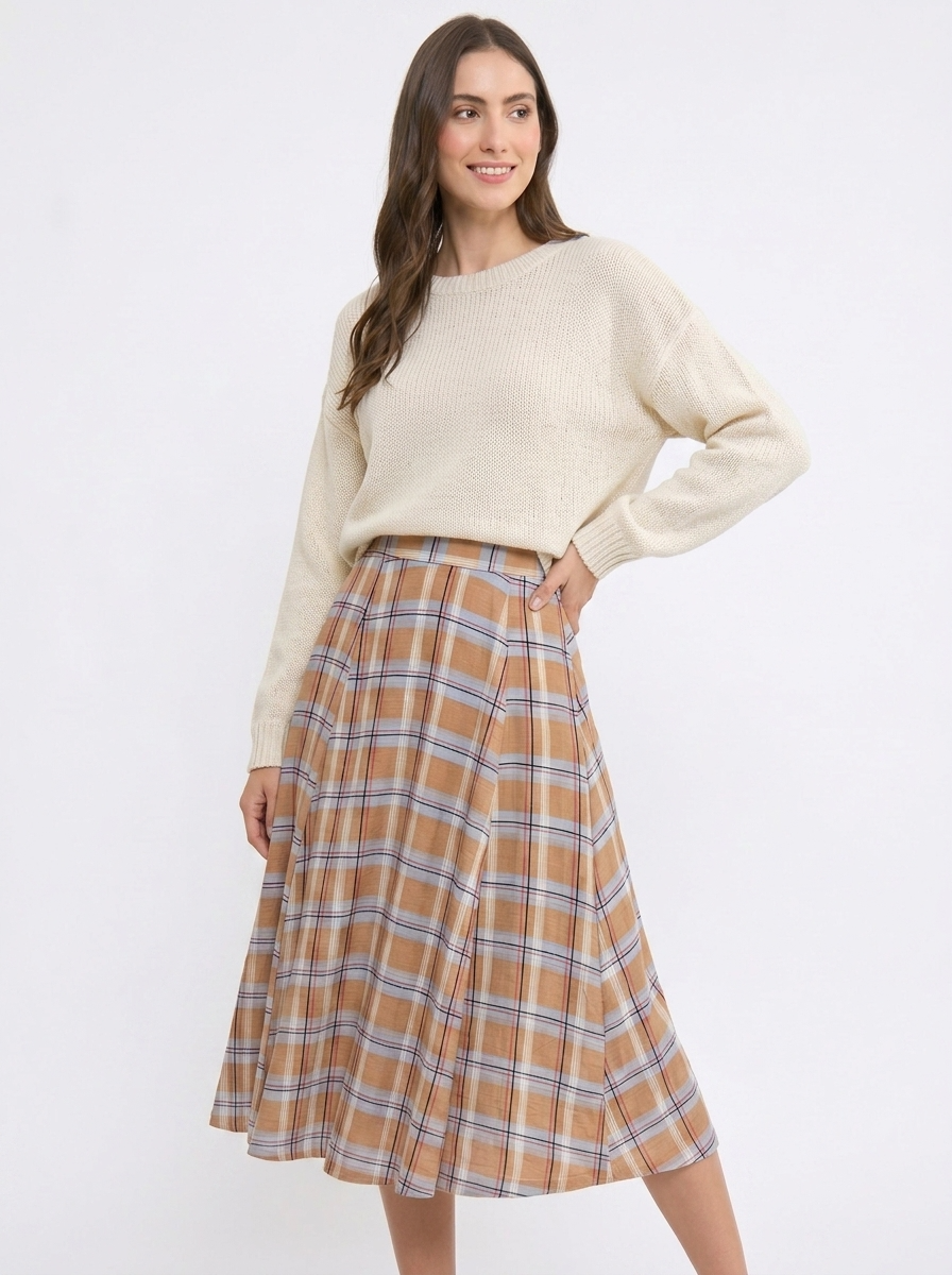 Checked Pleated Skirt