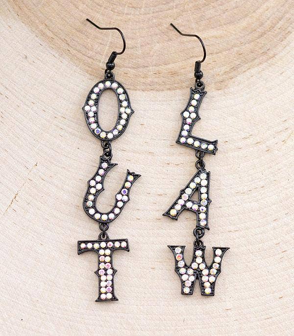 Rhinestone Outlaw Earrings: Black