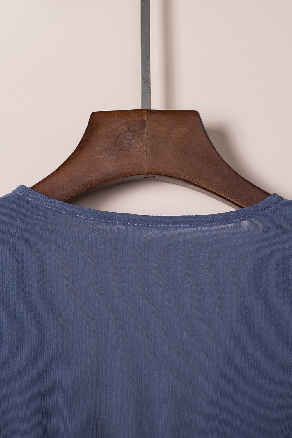 Blue Deep V Neck Self-tie Knotted Front Layered Flare Mini Dress