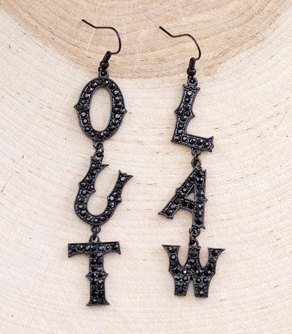 Rhinestone Outlaw Earrings: Black/Black