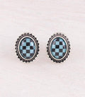 Checkered Bolt Earrings: Turquoise