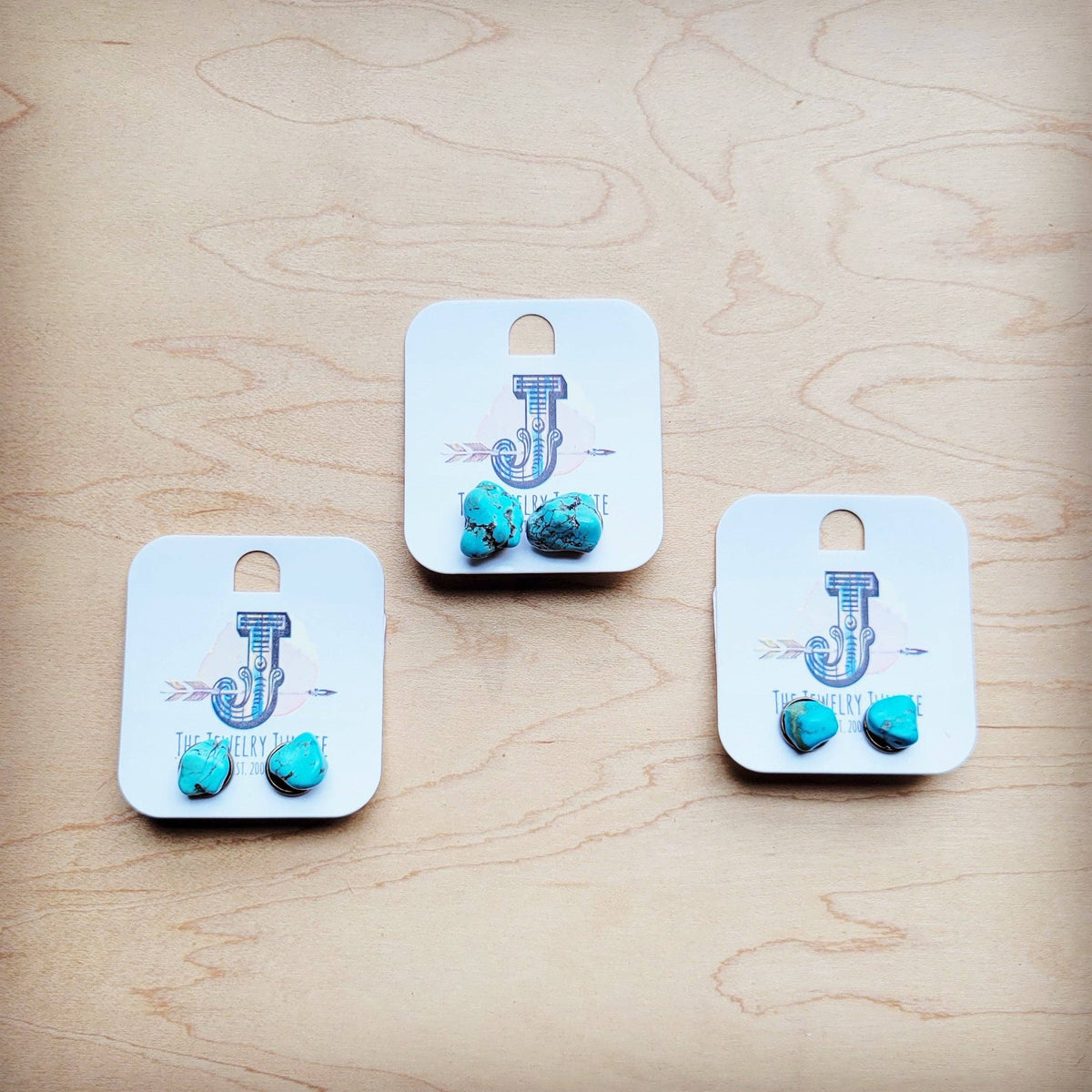 Blue Turquoise Stud Earrings